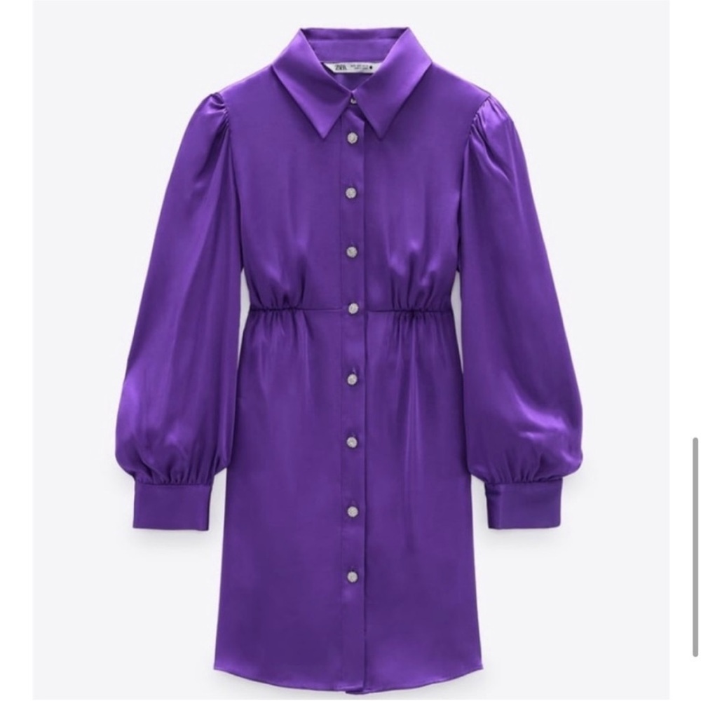 Zara Elegant Purple Long Sleeve Dress
